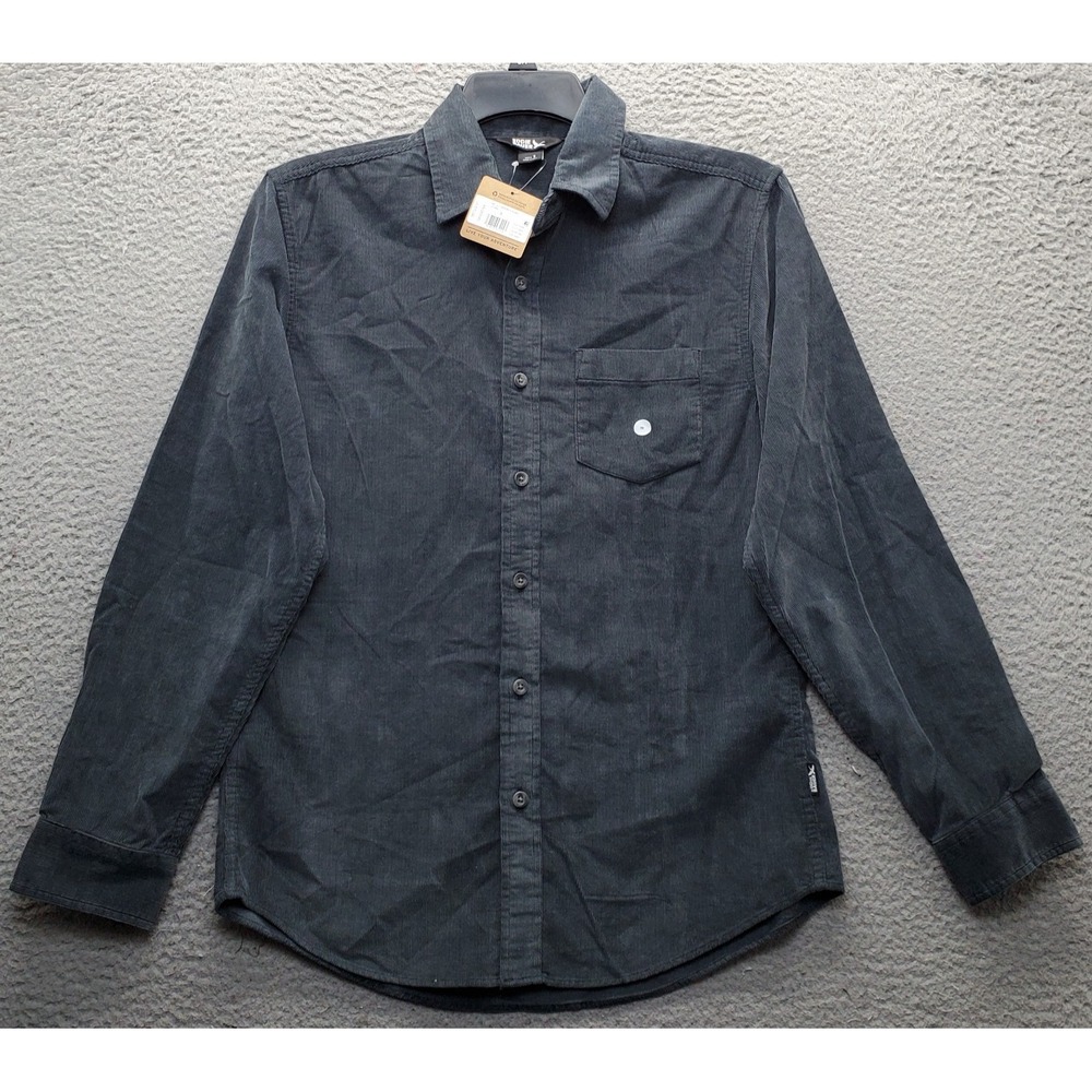 Eddie Bauer Corduroy Shirt Mens Small Gray Long Sleeve Chest Pocket Button-Up